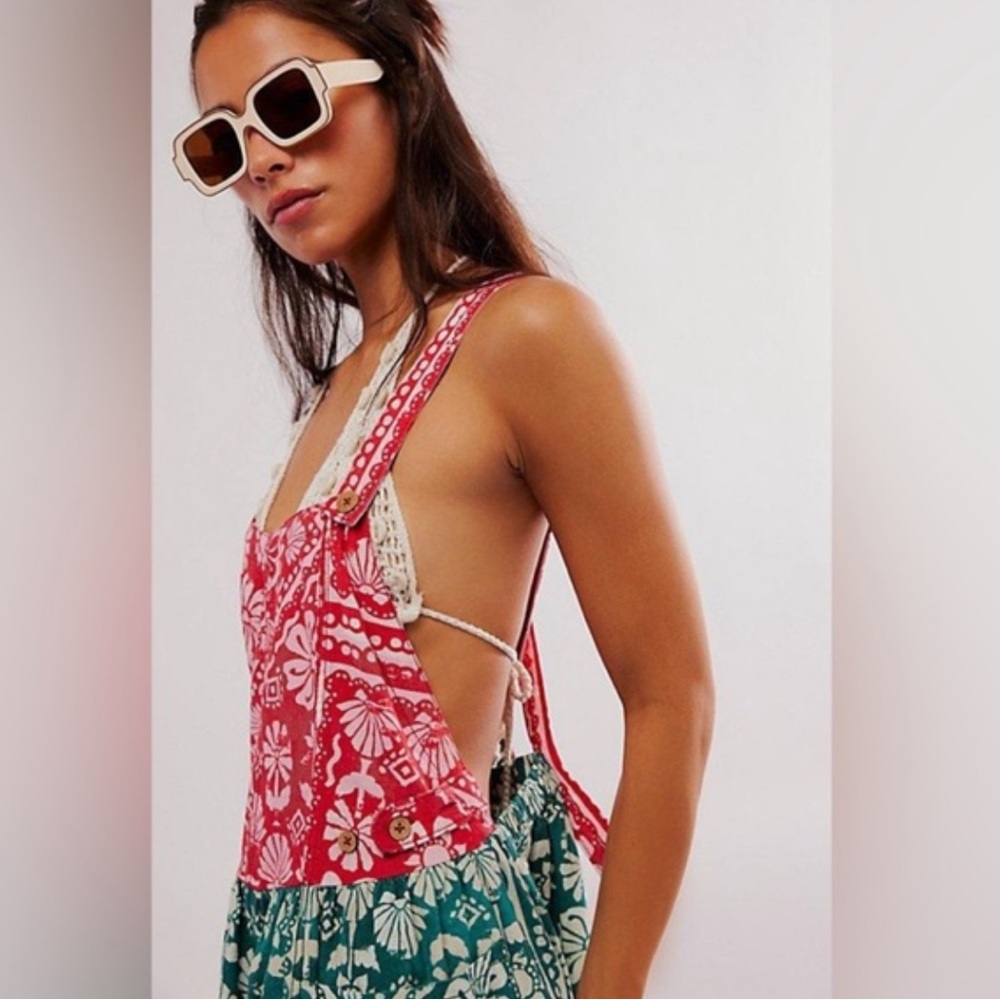 Free People Palm Bay Printed Shortalls Size M - Picture 3 of 8